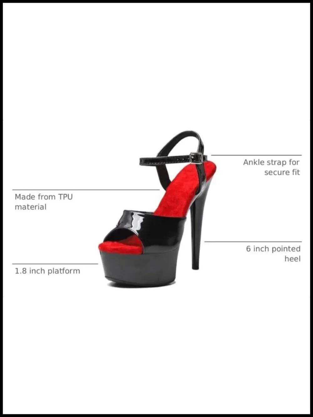 Size 6 Women's Platform Sandal Heels with Ankle Strap 6-inch Stiletto